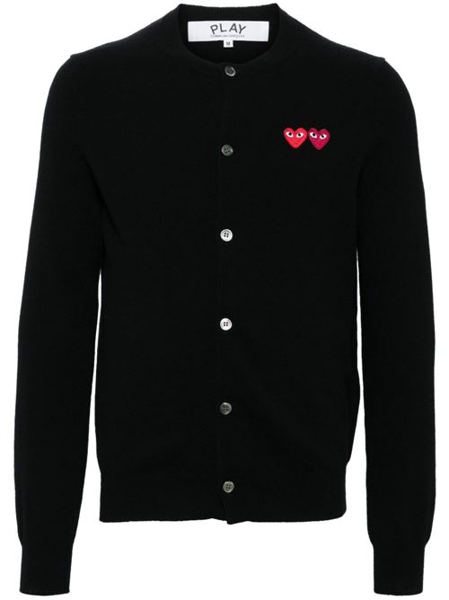 Cardigan con doppio emblema a cuore rosso COMME DES GARÇONS PLAY | AXN0570511BLACK